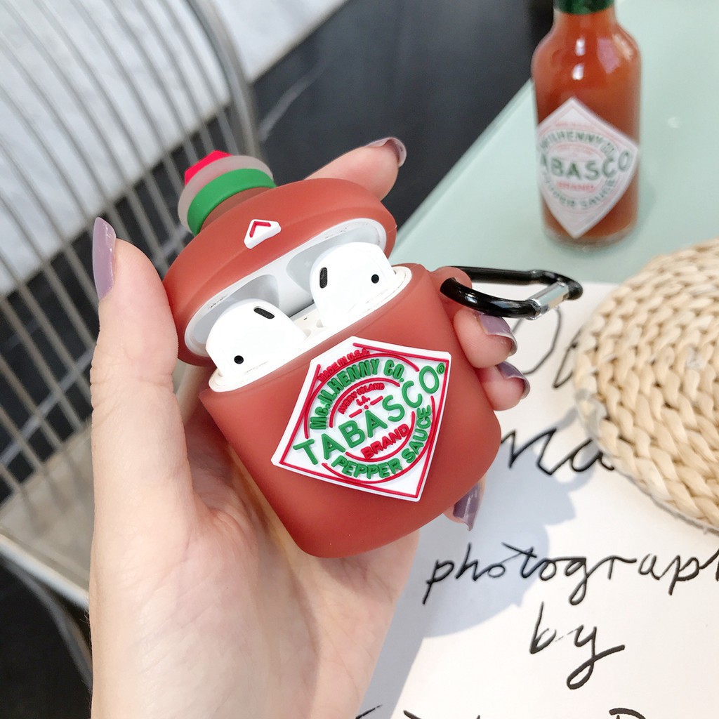 Airpods 1/2/pro case Tabasco pepper sauce creative airpods case anti-drop soft silicone airpods case