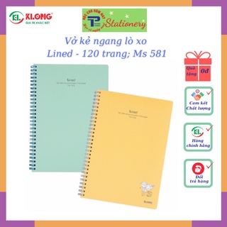  Vở Klong kẻ ngang lò xo Lined - B5 120 trang; Ms 581 