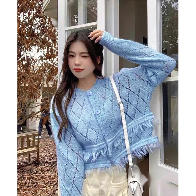 Áo Khoác cardigan Thiết Kế Viền Rỗng Thời Trang