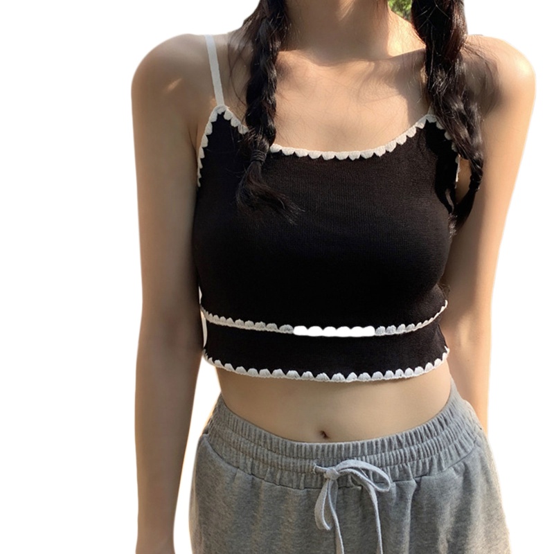 Áo Croptop Hai Dây Dệt Kim Thời Trang Đi Biển Mùa Hè Y2K Cho Bạn Gái