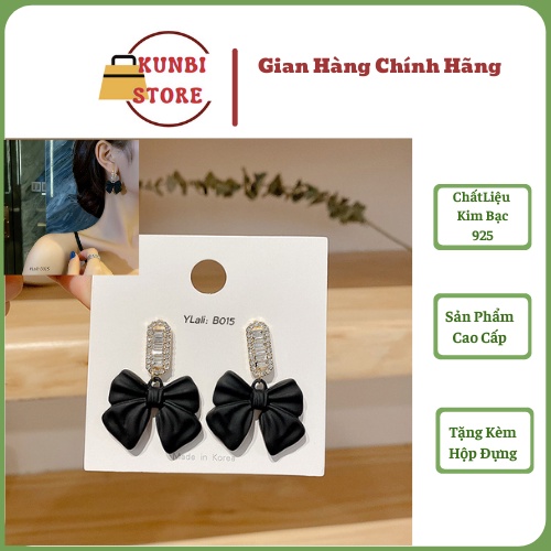 Bông Tai Nơ Đen Cá Tính Gắn Đá Cao Cấp Phong Cách Hàn Quốc K015 ( HÀNG CAO CẤP)