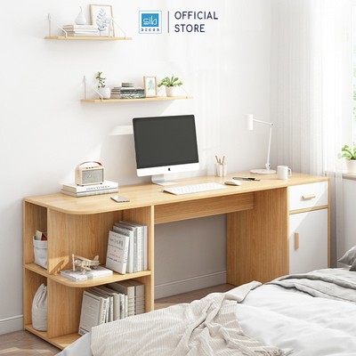 [Giao lắp tại TP.HCM] Bàn Học Tập, Làm Việc Nhiều Ngăn Đa Năng Màu Trắng Phối Vân Gỗ Sồi Thương Hiệu SIB Decor BLV74