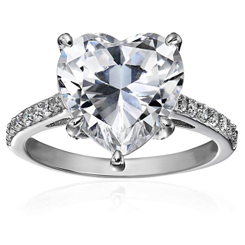 Nhẫn mạ bạc đính đá hình trái tim xinh xắn