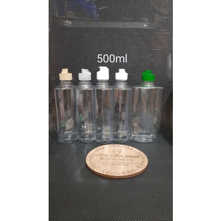Chai nhựa trong chữ nhật 500ml nắp bật