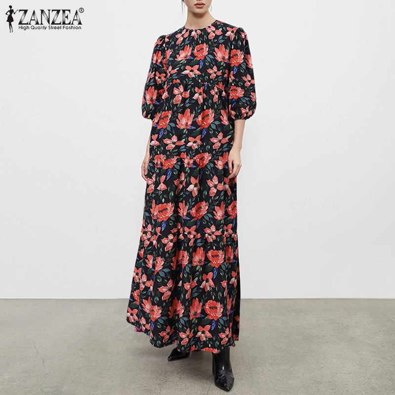 Đầm maxi ZANZEA tay phòng in hoa thanh lịch cho nữ | BigBuy360 - bigbuy360.vn
