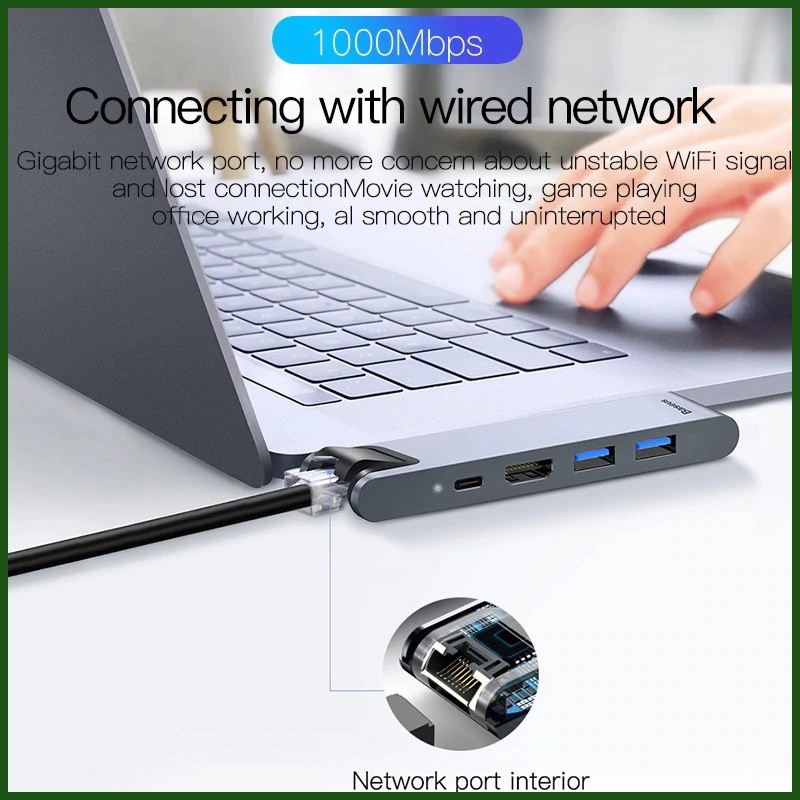 Hub chuyển Baseus Thunderbolt C Pro 7 in 1 Smart Hub cho Macbook Pro 2016/ 2017/ 2018
