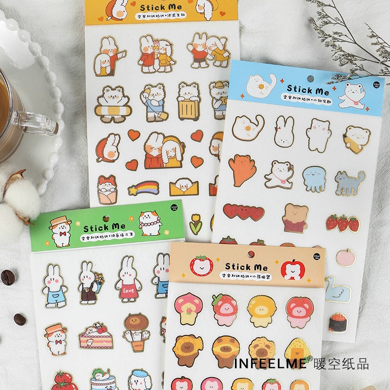 Sticker hình dán dễ thương sáng tạo và giấy bộ nhãn dán sổ trang trí dễ thương phong các Hàn Quốc