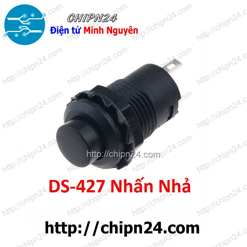 [2 CÁI] (G13) Nút nhấn Nhả DS-427 Đen (Đường kính 12MM)