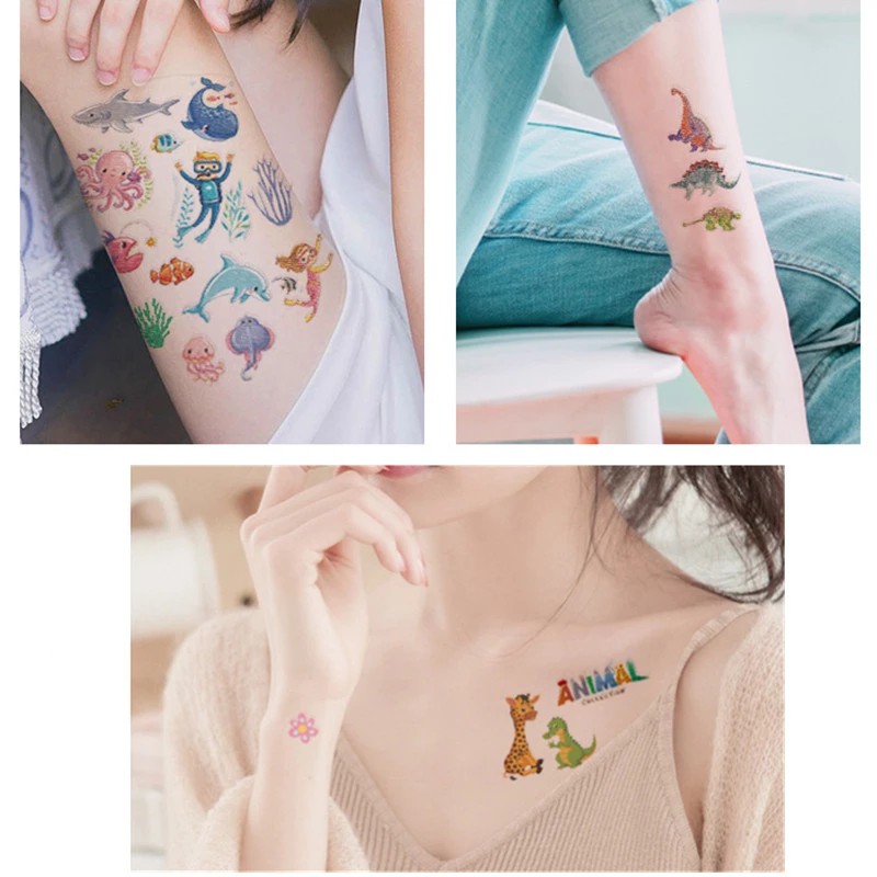 10pcs Fake Tattoo Stickers Cartoon Temporary Tattoo Kids Children Hands Arm DIY Body Art Tatuaze Dla Dzieci Tatuajes Temporales