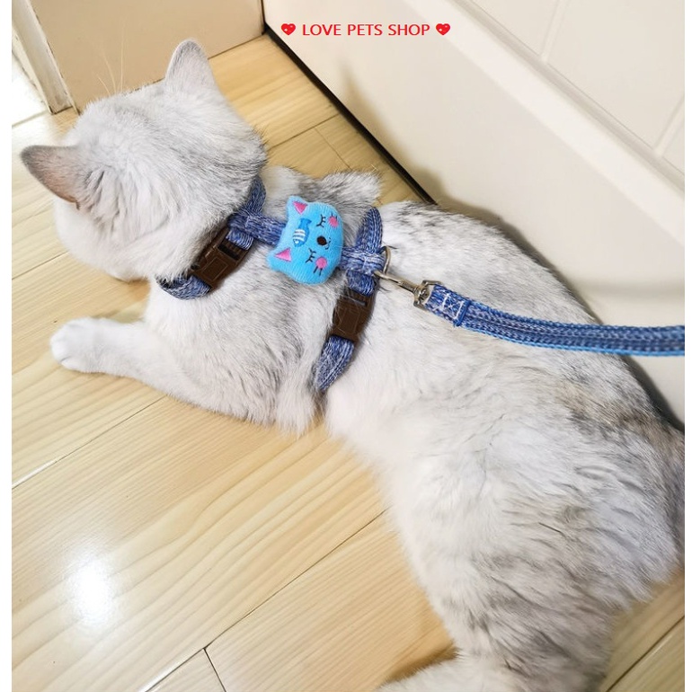 DÂY DẮT MÈO KÈM YẾM GẮN THÚ NHỒI BÔNG &quot;MẪU MỚI&quot; - LOVE PETS SHOP