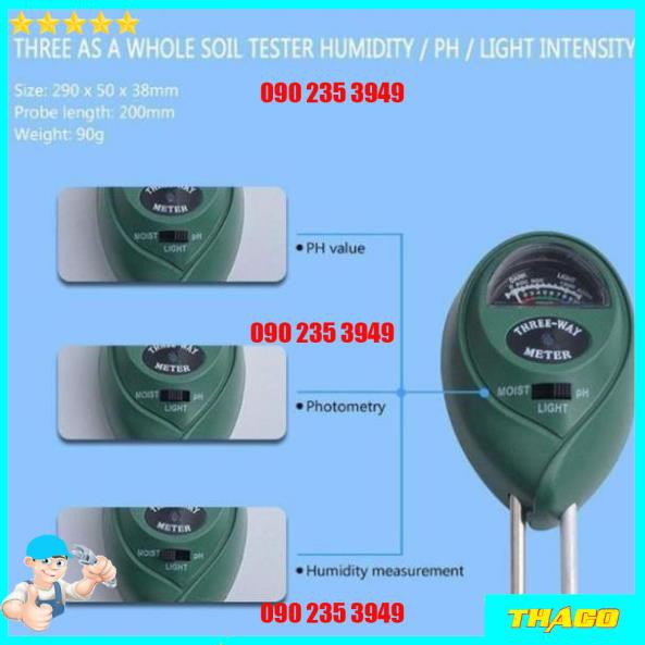 Máy đo PH đất - Dụng cụ đo PH của đất 3 trong 1 (PH, Độ ẩm, Ánh sáng) QE102