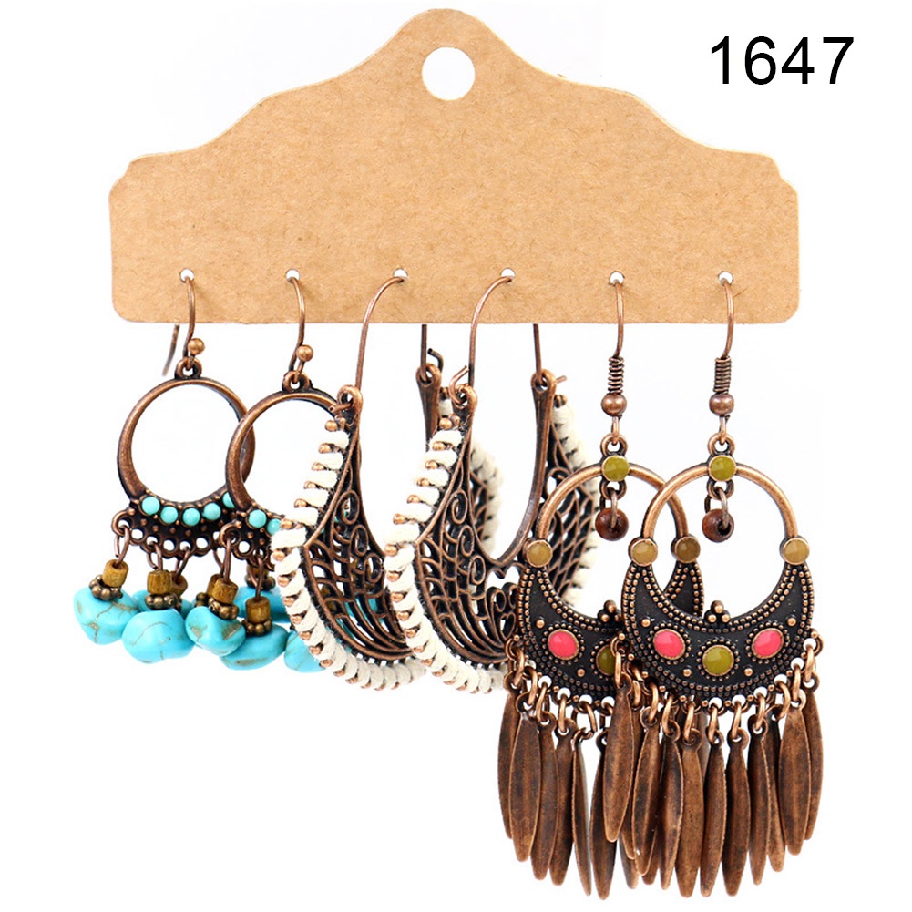 Set 3 đôi khuyên tai phong cách Bohemian thanh lịch dành cho nữ