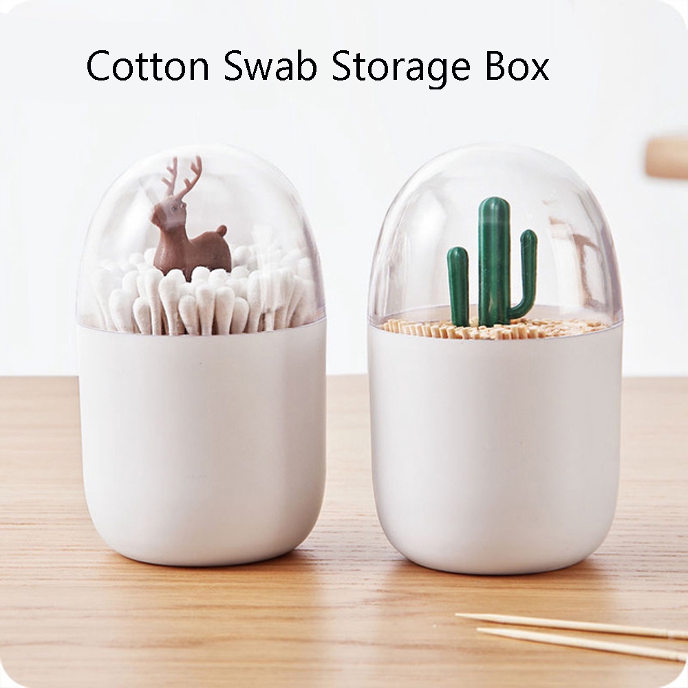 Hộp đựng tăm bông đa năng nắp hình thú dễ thương