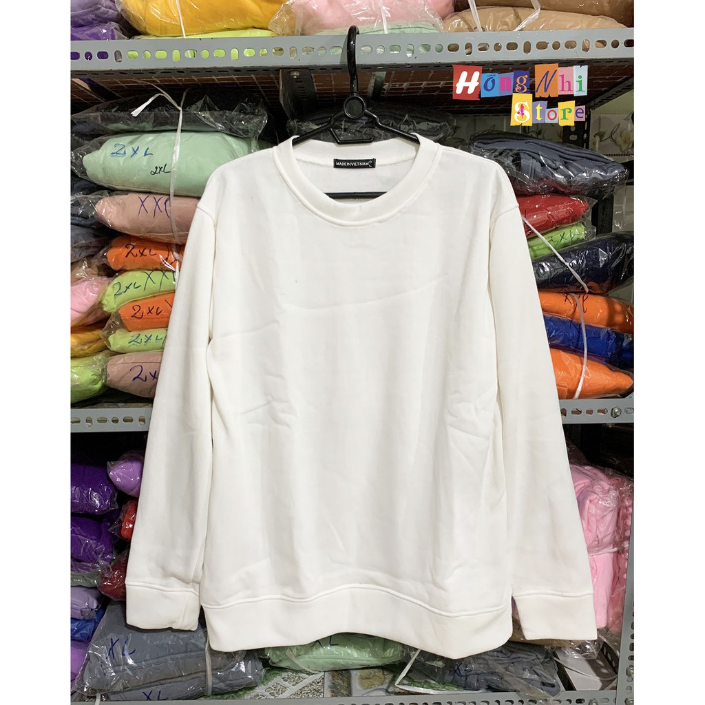 ÁO SWEATER TRƠN CHẤT NỈ LÓT BÔNG MÀU TRẮNG - SWEATER UNISEX - MM