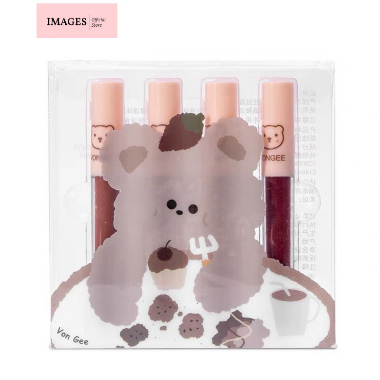 Set 4 Cây Son Kem Lì Vongee Version red, Lipstick 4 màu Lì Mịn Lâu Trôi