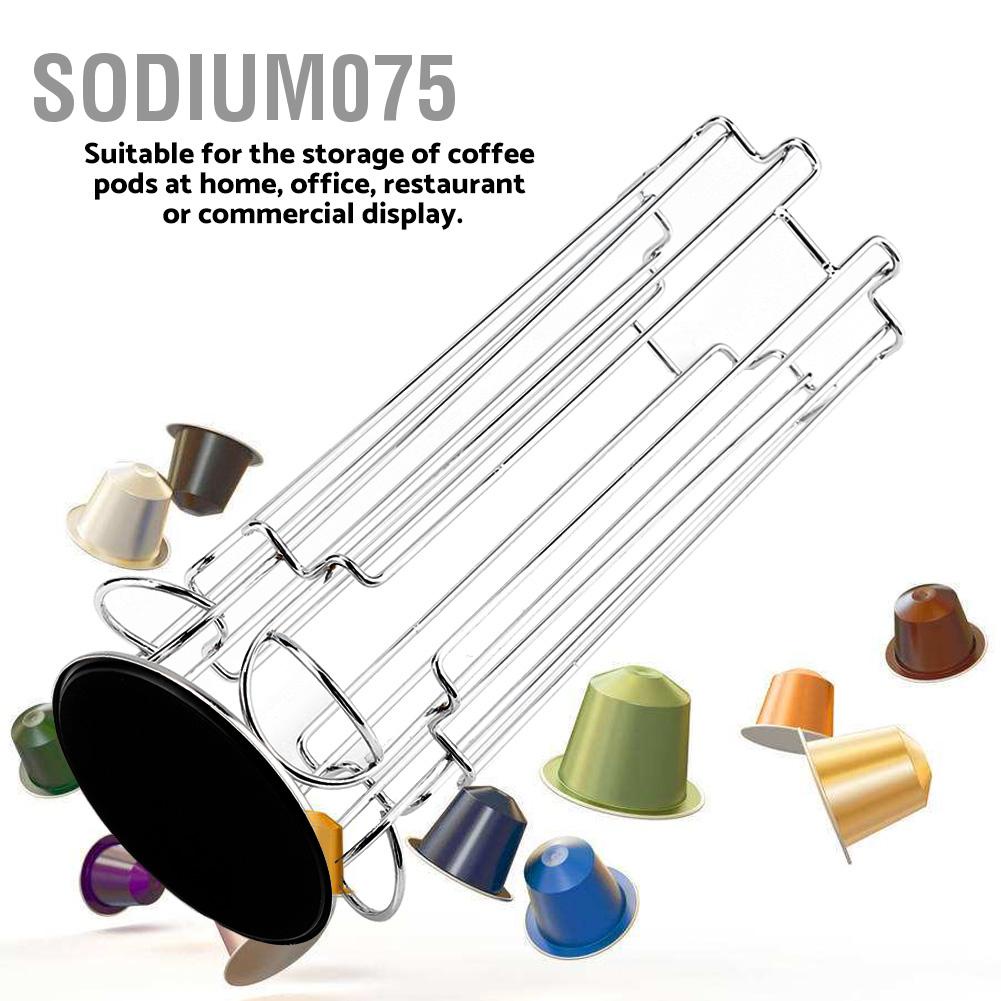 Có thể bán buôn Giá đỡ viên nén cà phê bằng kim loại mạ Chrome 24 lưu trữ xoay Kệ trưng bày Sodium075 Hàng giao ngay