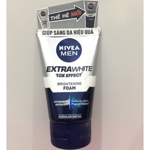 Sữa Rửa Mặt Giúp Sáng Da Kiểm Soát Nhờn Nivea Men Extra White Oil Control Mud Foam - 100g