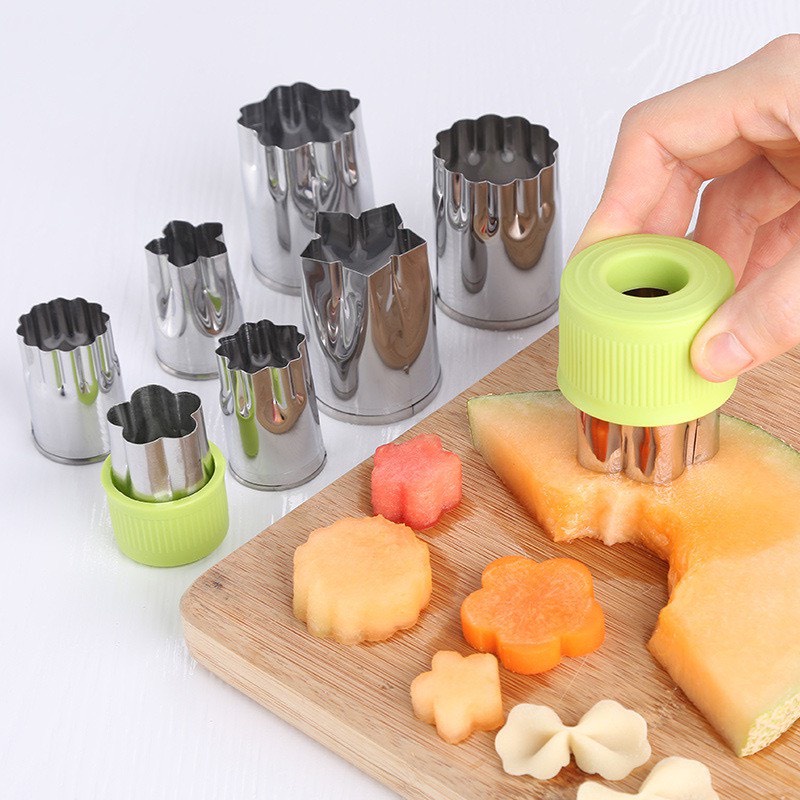 Bộ 8 khôn cắt tỉa inox - khuôn cắt tạo hình rau củ quả - bánh - thạch