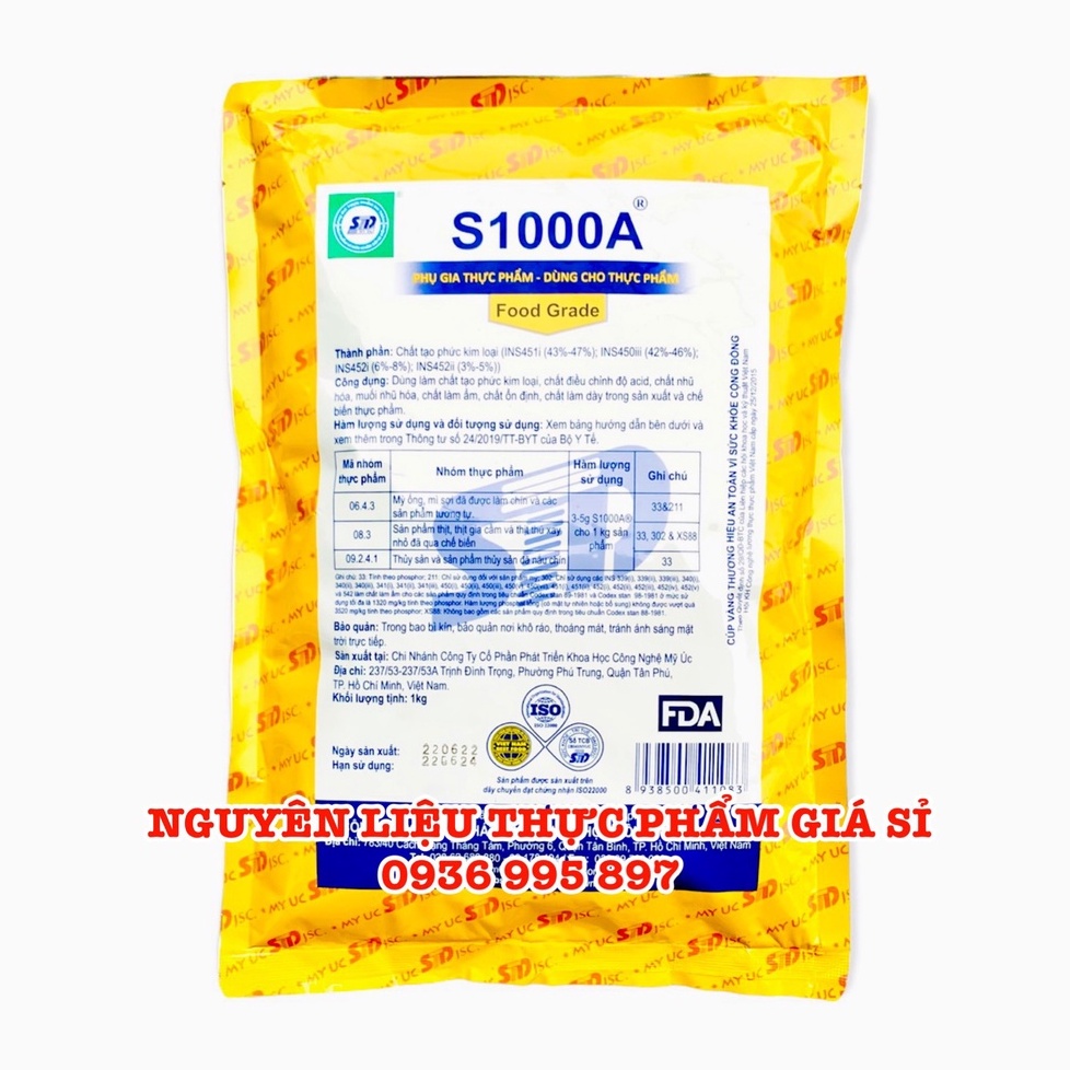 Phụ gia giòn dai S1000A làm giò chả, xúc xích, gà ủ muối, mì ống, mì sợi