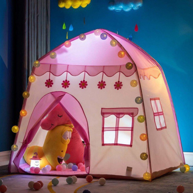 Lều công chúa, hoàng tử cho bé trai bé gái hình ngôi nhà, có 2 màu xanh hồng mẫu mới 2021 [CAO CAP]