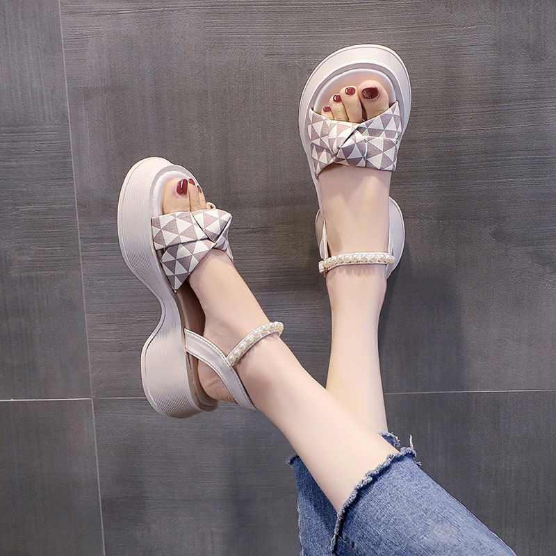 Giày Sandal Thể Thao Đế Mềm Dày Thời Trang Mùa Hè