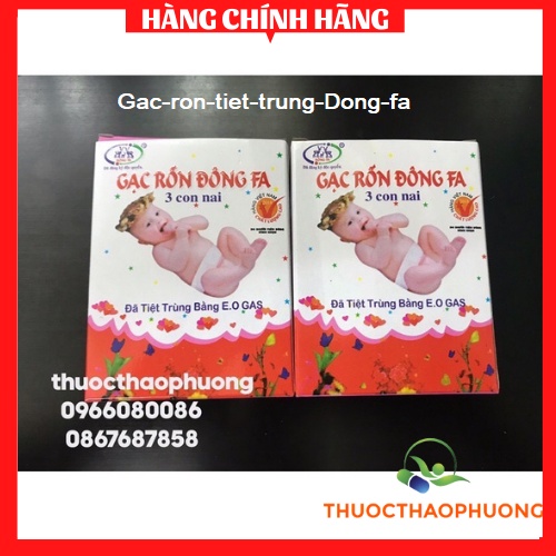 Gạc rốn tiệt trùng Đông Pha ( hộp 3 chiếc)-chất liệu 100% cotton mềm mại ,thấm hút tốt giữ ấm vùng rốn trẻ sơ sinh.....