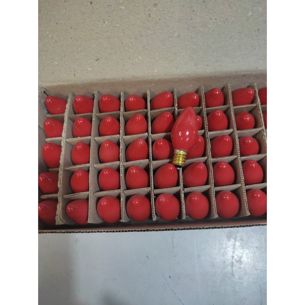 10 bóng quả nhót sợi đốt bóng đèn thờ đèn ngủ màu đỏ vàng đui E12 Vĩ Châu