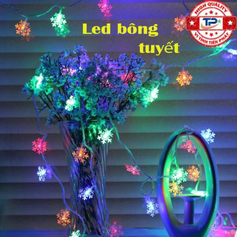 Dây đèn Led bông tuyết dài 4m nháy nhiều màu trang trí Vườn, Gia Đình, Quán, Noel, ... Chúc Mừng Năm Mới qùa tết 2021