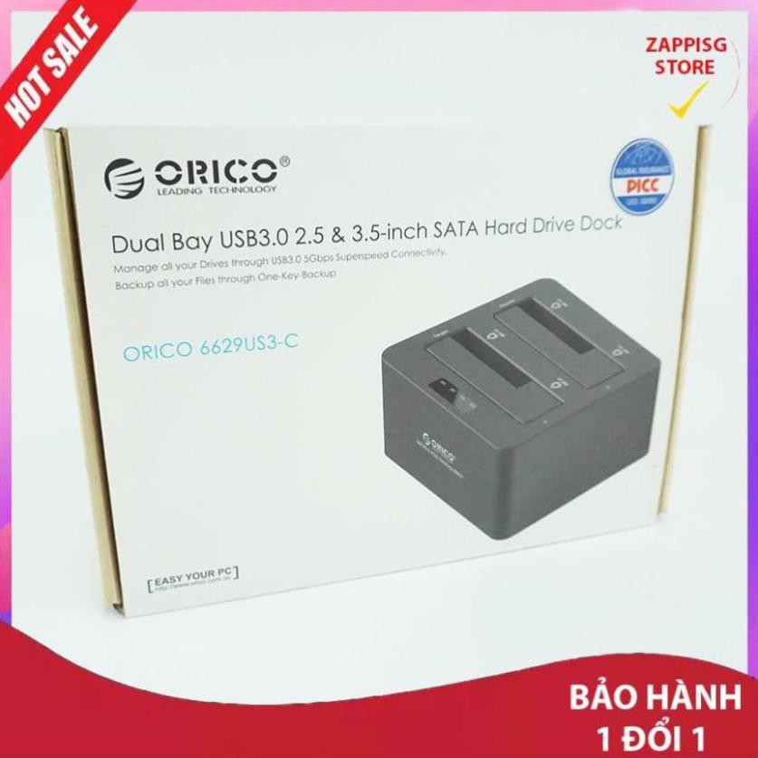 Dock ổ cứng,Đầu chép ổ cứng đôi Orico 6629US3-C  - Bảo hành 1 đổi 1 new 2021