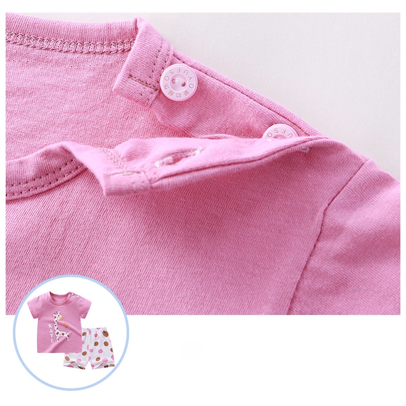 Bộ quần áo cộc trẻ em COTTON Quảng Châu xịn in hình cute ngộ nghĩnh thời trang mùa hè cho bé trai, bé gái C03D