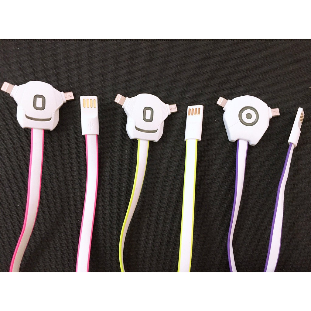 Cáp sạc đa năng 2in1,cáp sạc 2 đầu micro usb-IPcó đèn led báo đầy thông minh