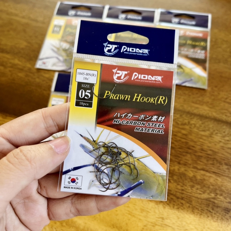Bịch lưỡi câu Tôm Pioneer 1045-BN 18 lưỡi, size 1/2/3/4/5
