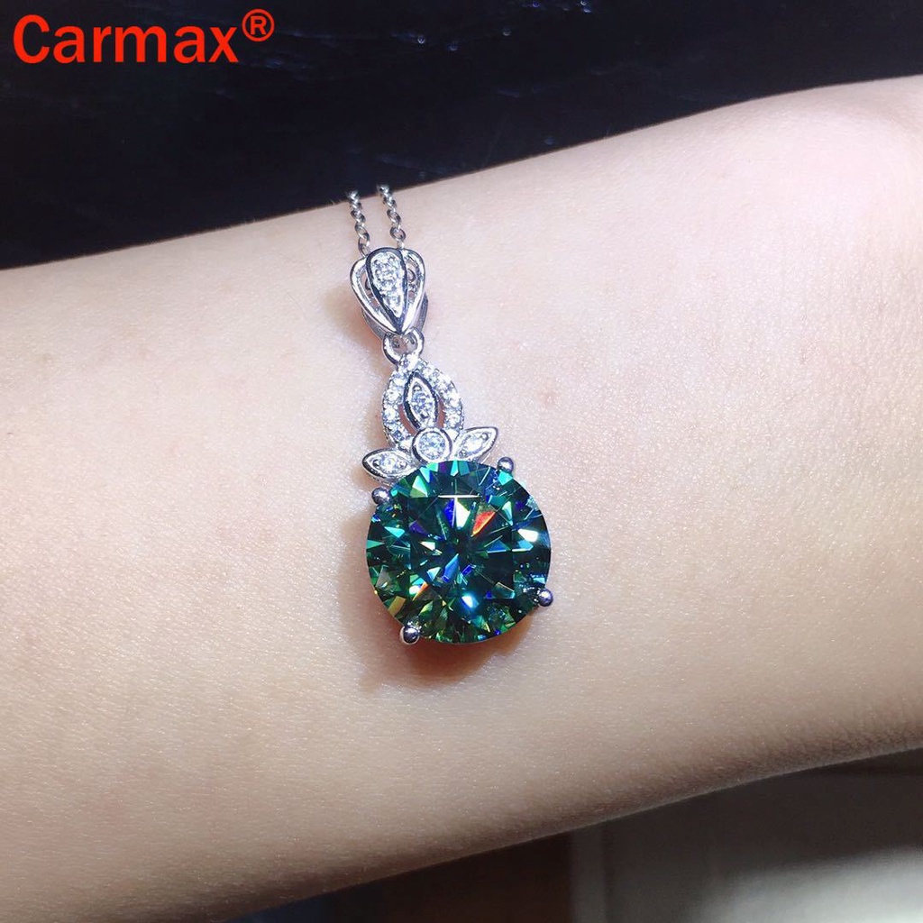 Dây chuyền mặt đá moissanite màu xanh lá thời trang cao cấp