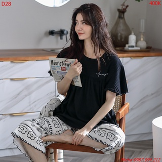 Bộ quần lỡ áo đen thun gân cao cấp - Micha D28