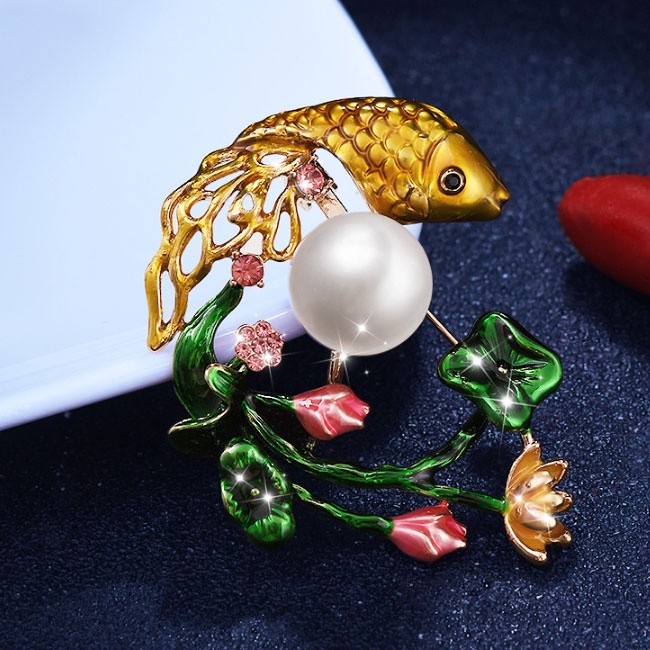 Ghim Cài Áo Hình Hoa Sen/Lá/Cá Kiểu Vintage Thời Trang