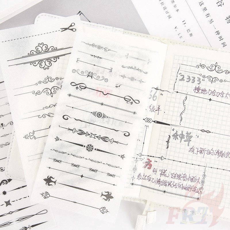 &gt; Ready Stock &lt; ❉ Decoration Line Giấy và decal dán tường ❉6Sheet/Set DIY Diary Scrapbooking Decals Stickers