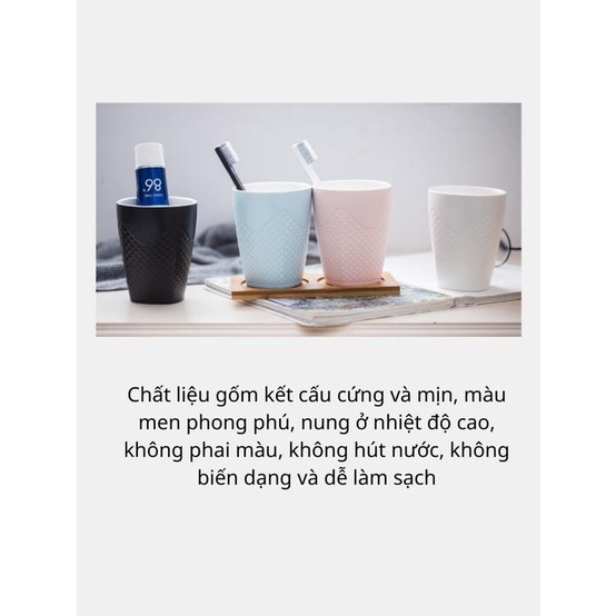 Cốc sứ đánh răng cao cấp, Ly uống nước trà cafe tông màu pastel