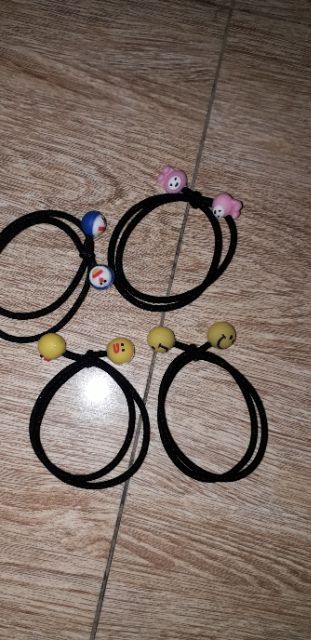 Set 4 dây cột tóc nhân vật hoạt hình bằng nhựa