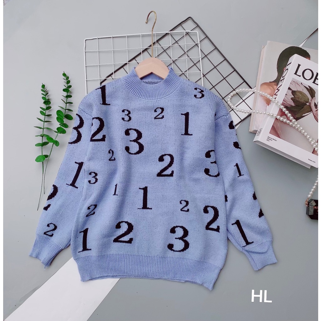 Áo Len Nữ Cổ Cao 5 Phân quynh.anh.1992 Chất Dày Dặn Mềm Mại Dáng Rộng Hàn Quốc đẹp họa tiết số chất vải len dày dặn
