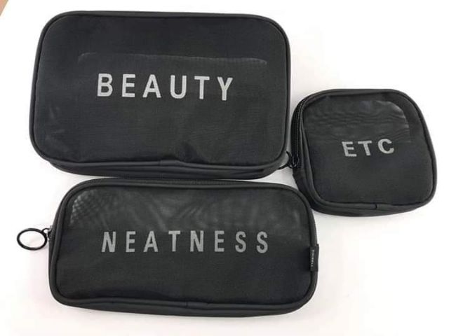 Set 3 Túi Lưới Đựng Mỹ Phẩm Beauty ETC , túi đựng mỹ phẩm đi du lịch