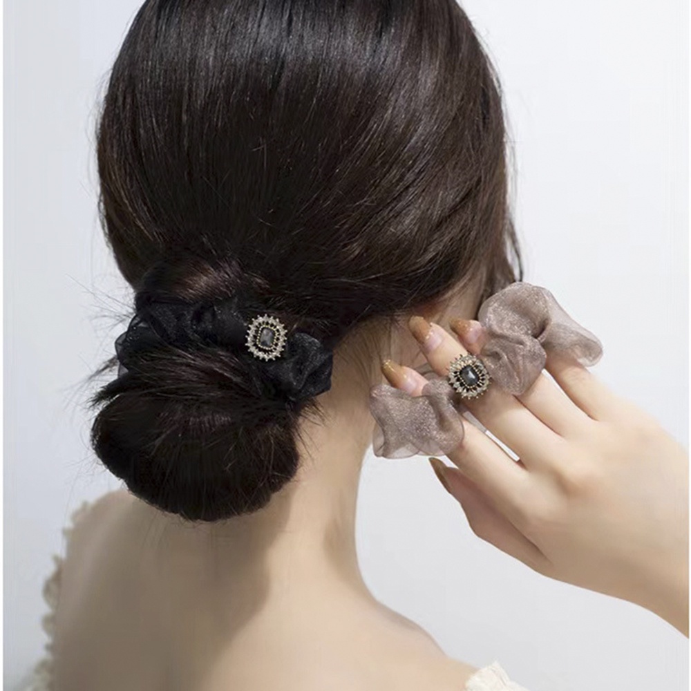 Dây Cột Tóc Sợi Lưới Đính Ngọc Trai Cỡ Lớn Phong Cách Hàn Quốc