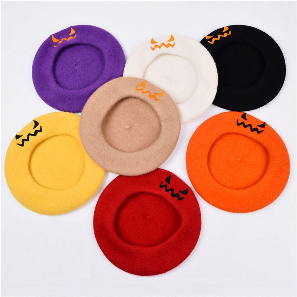 Mũ Giữ Ấm Thêu Hình Đôi Mắt Phong Cách Halloween Cho Nữ