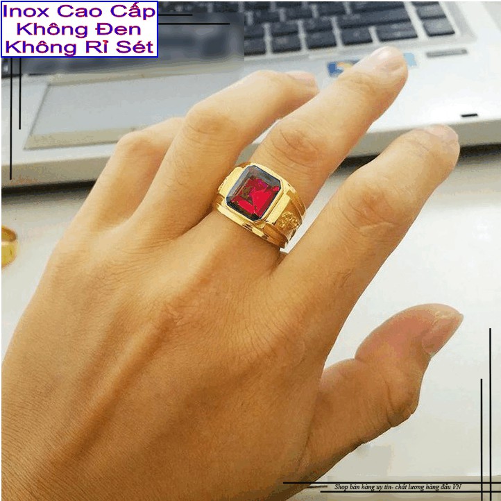 Nhẫn nam đẹp phong cách đính đá giá rẻ Rồng Trắng