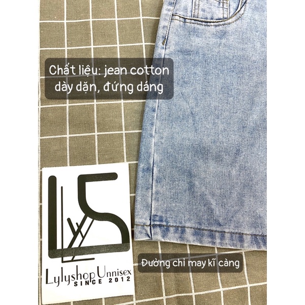 Quần short jean nữ ống rộng LylyshopUnisex có cúc eo, quần sooc đùi chất bò mềm mịn kiểu ống rộng suông nhiều mẫu