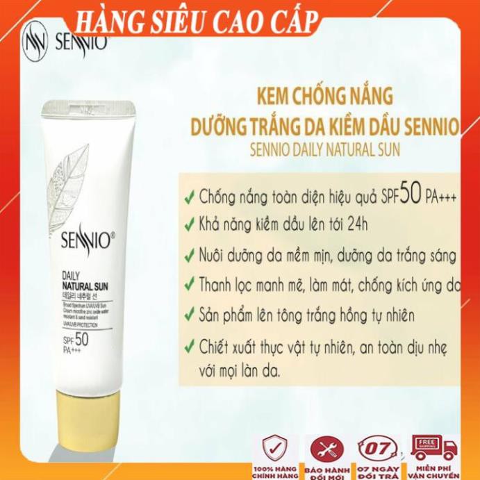 [FreeShip - MUA 1 ĐƯỢC 2] Kem chống nắng trắng da kiềm dầu sennio/Kem chống nắng cho da dầu da mụn đa năng cao cấp