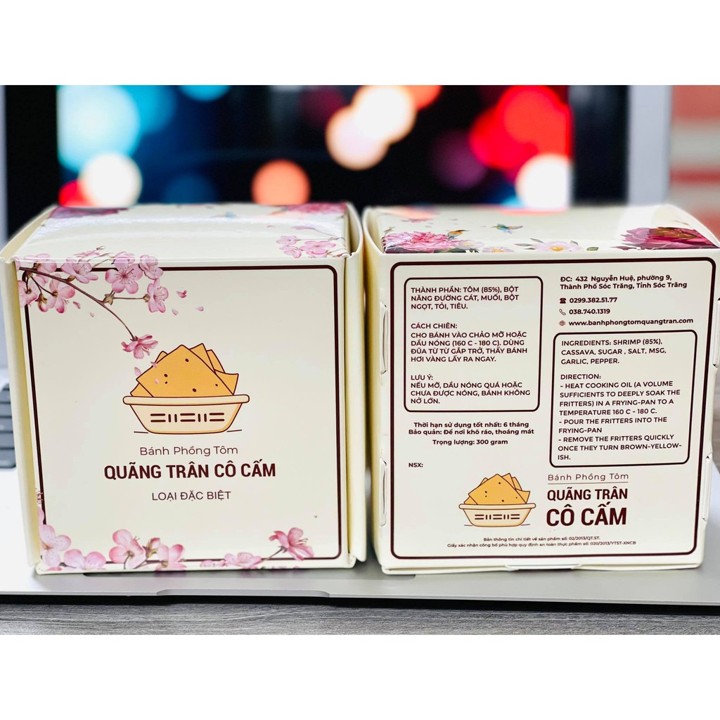 Bánh Phồng Tôm Quãng Trân Cô Cấm loại đặc biệt (hộp nhỏ 300gram), phiên bản Tết Đặc Biệt