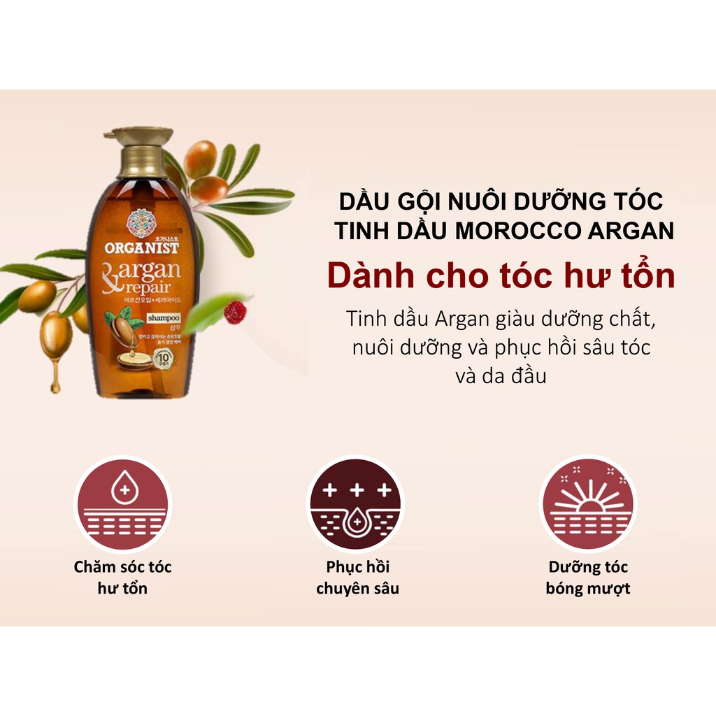 Kem xả Organist Tinh dầu Morocco Argan 500ml- Dành cho tóc hư tổn