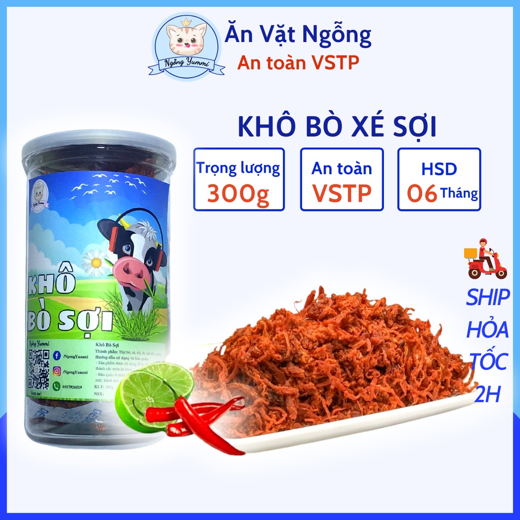 Khô Bò Xé Sợi 300g Ăn Vặt Ngỗng, Bò Khô Sợi Ngon Loại 1, Đồ Ăn Vặt Hà Nội Vừa Ngon Vừa Rẻ, An Toàn VSTP