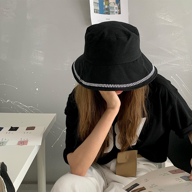 Nón Bucket 2 mặt Màu trơn Mùa Hè Hàn Quốc Mũ xô Tai bèo trơn Thời trang
