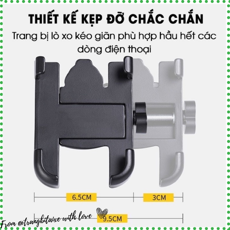 Giá đỡ kẹp điện thoại gắn trên chân gương xe máy chống giật chống rung chất liệu kim loại sắt cao cấp xoay 360 độ C2